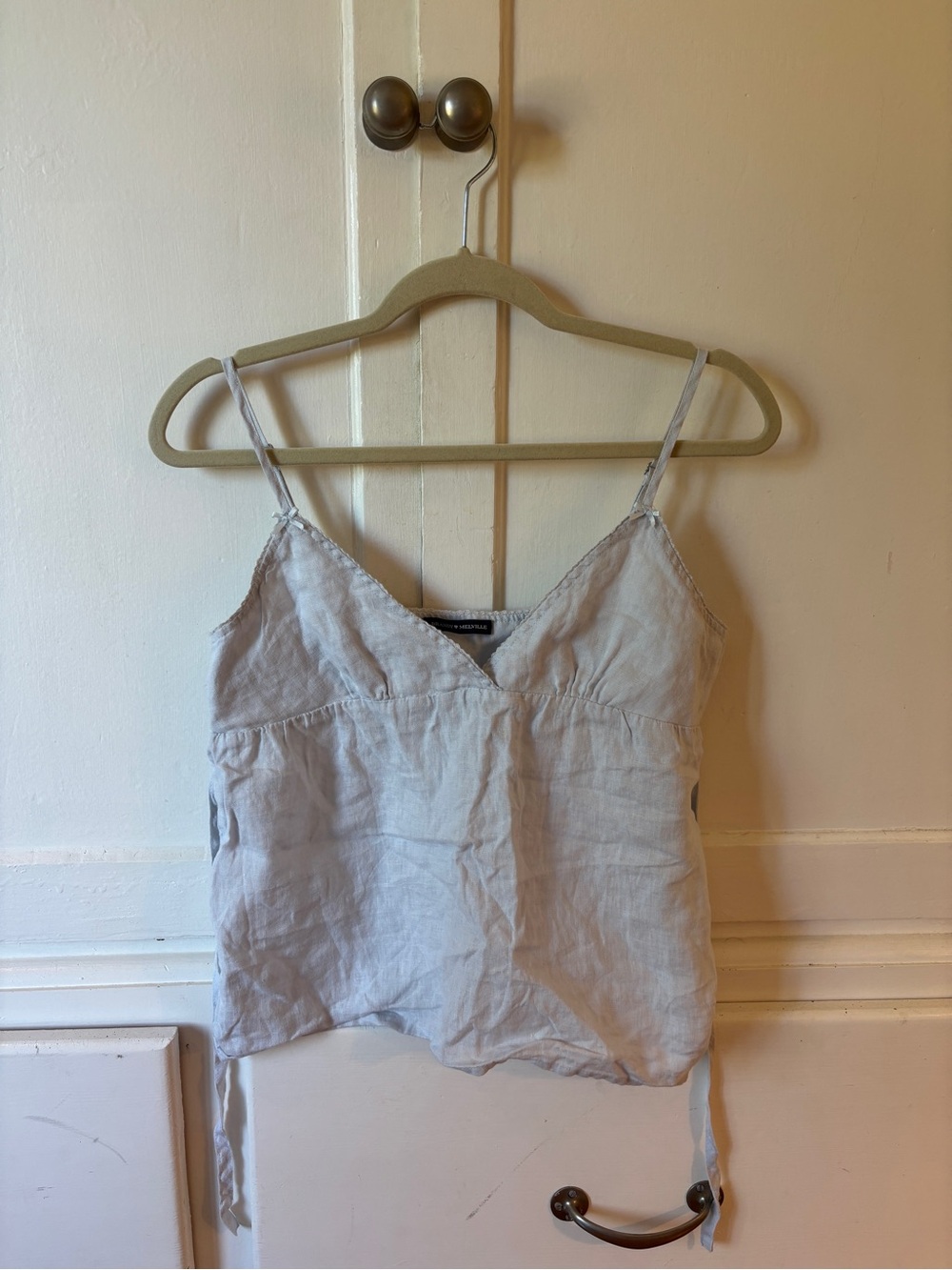 Brandy Melville Light Blue Linen Spaghetti Strap Tank Top